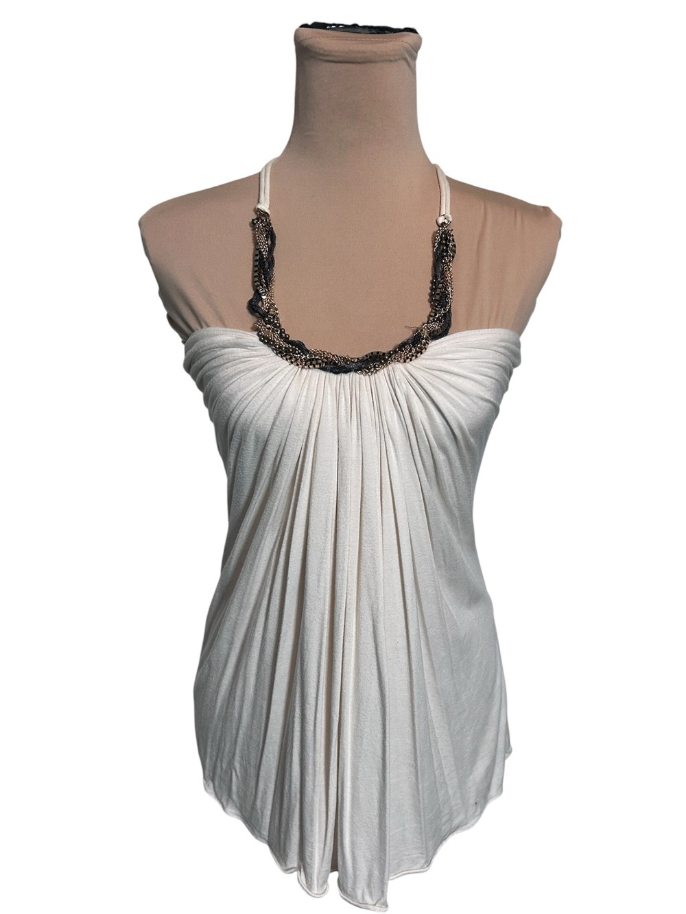 Sky Necklace Halter Top - Size S, Ivory